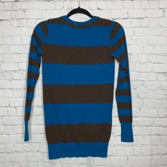 Decree Y2K Blue Brown Striped Button Front Lightweight Boyfriend Cardigan Size M - Picture 4 of 4